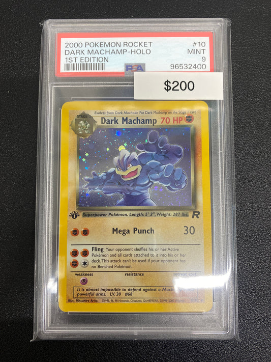 Pokémon 1st Edition Team Rocket Dark Machamp Holo 10/82 PSA 9