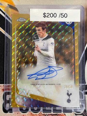 2025-26 Topps Chrome UEFA Club Competitions Champions League Gareth Bale Gold Geometric Auto /50