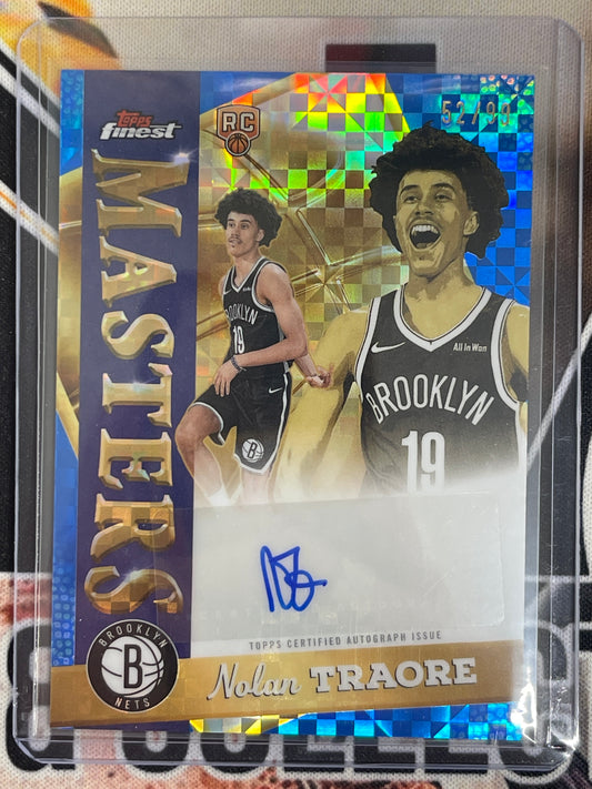 2025-26 Topps Finest Basketball Nolan Traore Blue X-Fractor Masters Rookie Auto /99