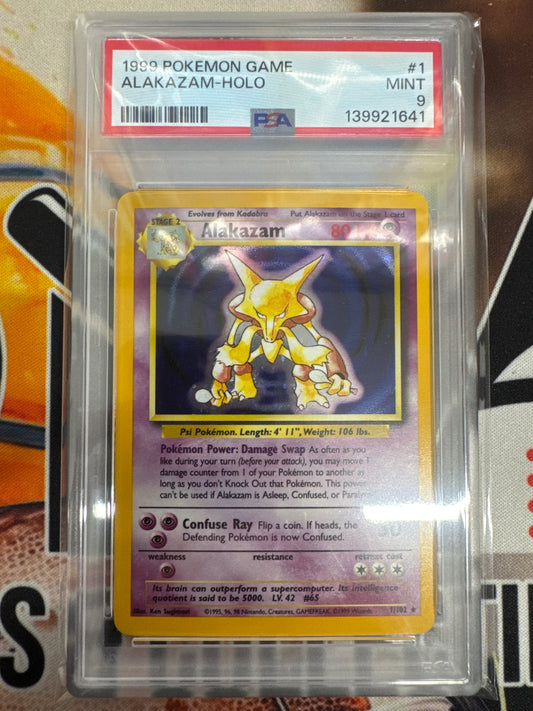 Pokémon Alakazam Holo Base Set 1/102 PSA 9
