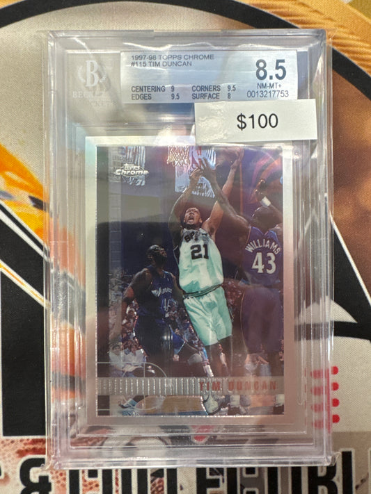 1997-98 Topps Chrome NBA Tim Duncan Rookie BGS 8.5