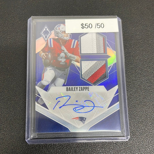 2022 NFL Phoenix Bailey Zappe Rookie Patch Auto /50