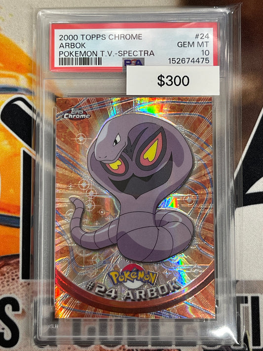 2000 Topps Chrome Pokémon Arbok Spectra Refractor PSA 10