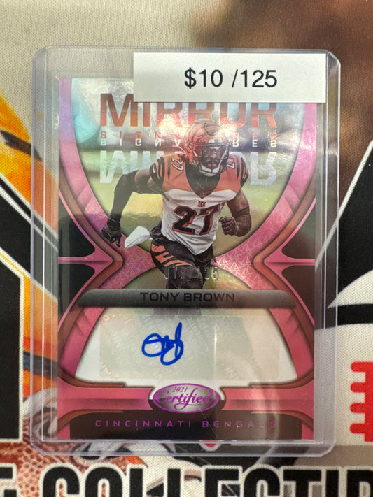 2021 Panini Certified NFL Tony Brown Mirror Signatures Pink /125
