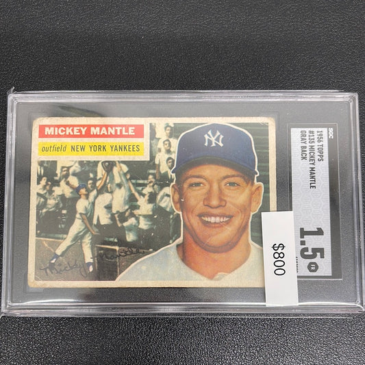 1956 MLB Topps Mickey Mantle Gray Back SGC 1.5