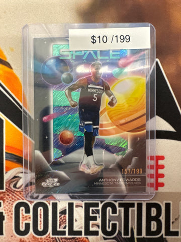 2026 Topps Chrome Cosmic NBA Anthony Edwards Space Walk Blue Shimmer Refractor /199