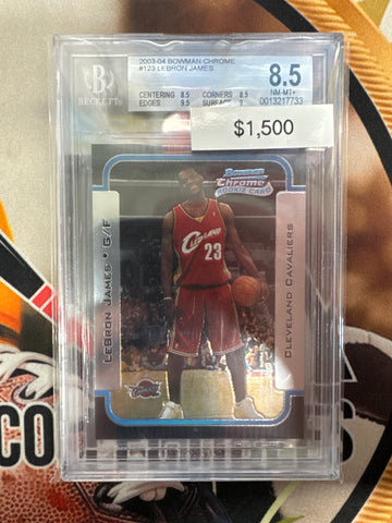 2003-04 Topps Bowman Chrome Basketball LeBron James Rookie SGC 8.5