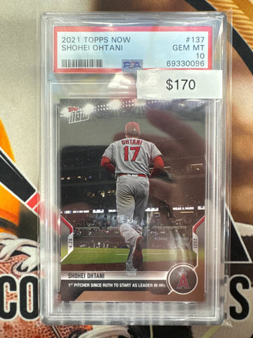 2021 Topps Now MLB Shohei Ohtani 1st Pitcher Since Ruth To Star As Leader In HRs PSA 10