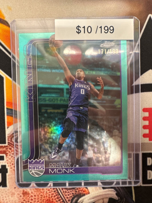2026 Topps Chrome NBA Update Malik Monk Aqua Wave Refractor /199