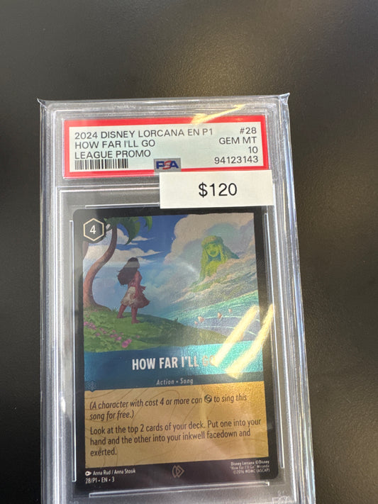 Disney Lorcana P1 League Promo How Far I’ll Go PSA 10p