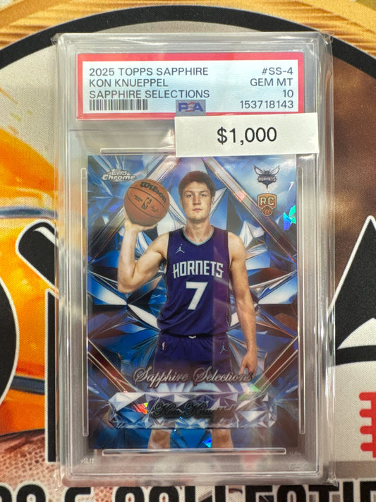 2025-26 Topps Chrome Sapphire NBA Kon Knueppel Rookie Sapphire Selections PSA 10