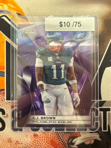 2025 Topps Chrome Black NFL A.J. Brown Purple Mini Diamond Refractor /75