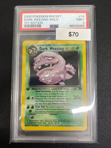 Pokémon 1st Edition Team Rocket Dark Weezing Holo PSA 9