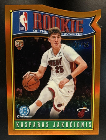 2025 Bowman Kasparas Jakucionis #RY-12 ROY Favorites Orange Refractor /25 RC Heat