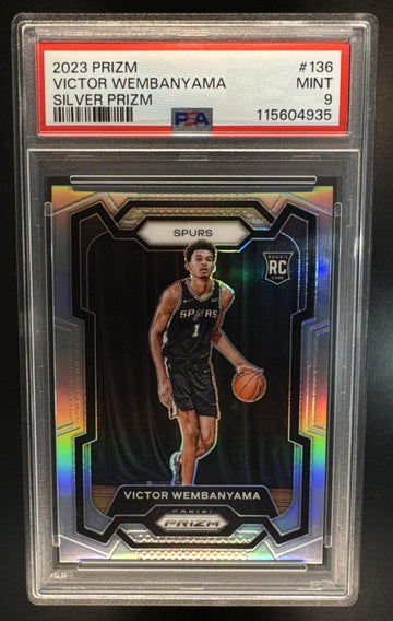 2023-24 Panini Prizm Victor Wembanyama #136 Prizms Silver RC Spurs PSA 9