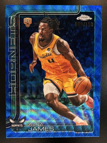 2025-26 Topps Chrome Update Sion James #183 Blue Wave Refractor 9/150 RC Hornets
