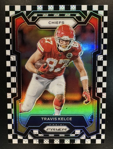 2023 Panini Prizm Travis Kelce #151 Black and White Checker Chiefs