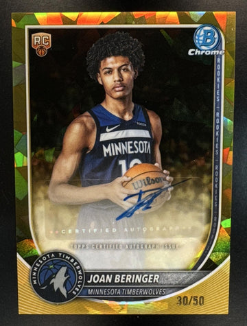 2025 Bowman Sapphire Joan Beringer #BCA-JB Chrome Auto Gold Refractor /50 RC Timberwolves