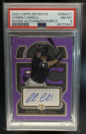 2023 Topps Definitive Corbin Carroll #DRA-CC1 Rookie Auto Purple /10 RC PSA 8