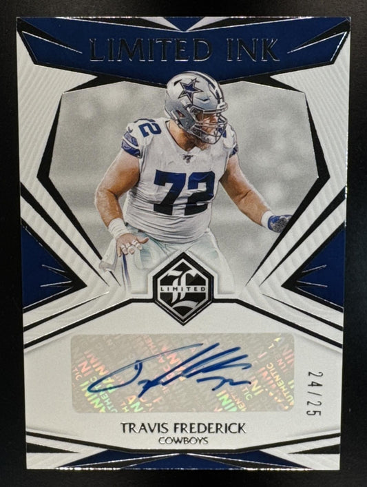 2021 Panini Limited Travis Frederick #LI-TF Ink Silver Spotlight /25 Auto Cowboys