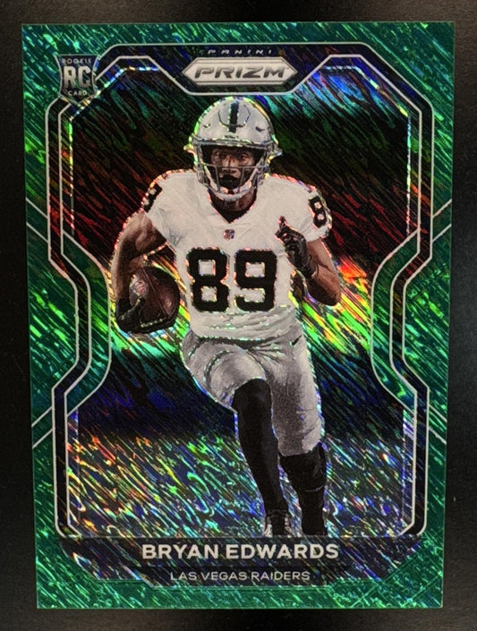 2020 Panini Prizm FOTL Bryan Edwards #373 Green Shimmer Prizm /5 RC Raiders