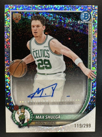 2025 Bowman Max Shulga #BCA-MS Chrome Auto Speckle Refractor /299 RC Celtics