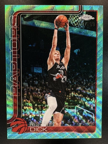 2025-26 Topps Chrome Update Gradey Dick #97 Aqua Wave Refractor /199 Raptors