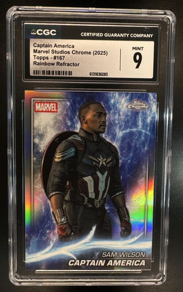 2025 Topps Chrome Marvel Studios Captain America #167 Rainbow Refractor CGC 9