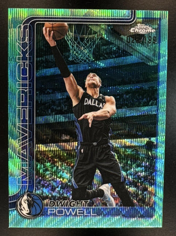 2025 Topps Chrome Update Dwight Powell #139 Aqua Wave Refractor /199 Mavericks