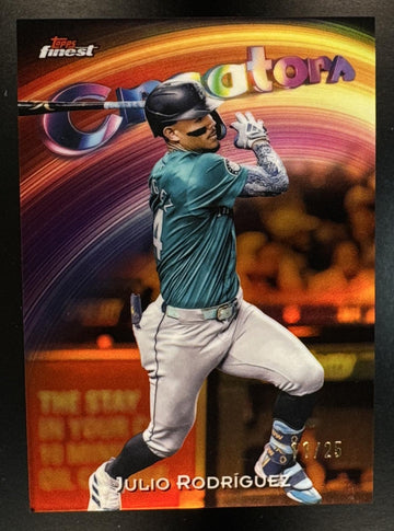 2025 Topps Finest Julio Rodriguez #C-1 Creators Orange Refractor /25 Mariners