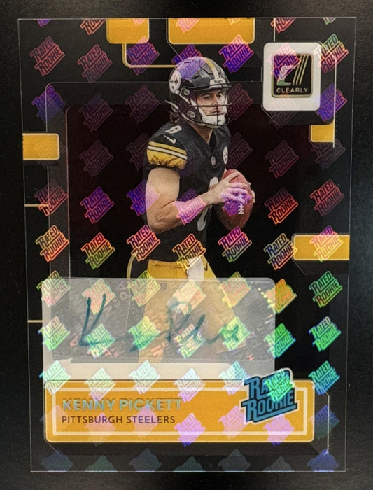 2022 Panini Clearly Donruss Kenny Pickett #51 Rated Rookie Auto Holo RR Logo RC Steelers