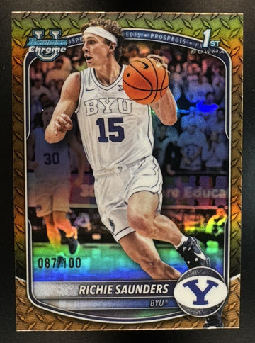 2025 Bowman Richie Saunders #BCP-66 Chrome Steel Metal Refractor /100 1st Bowman BYU