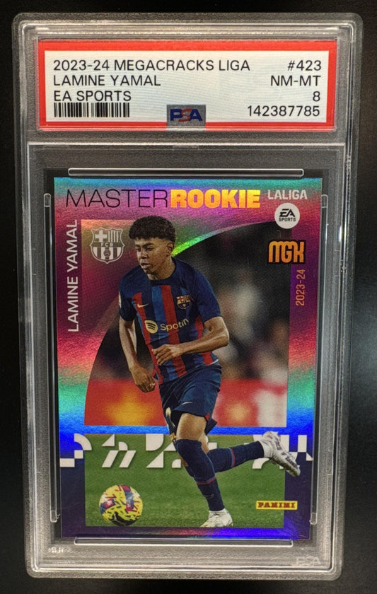 2023 Panini Megacracks LaLiga EA Sports Lamine Yamal #423 RC Barcelona PSA 8