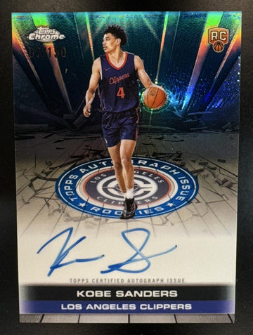 2025 Topps Chrome Kobe Sanders #TAIR-KS Certified Auto Issue Rookies Blue Refractor /150 Clippers