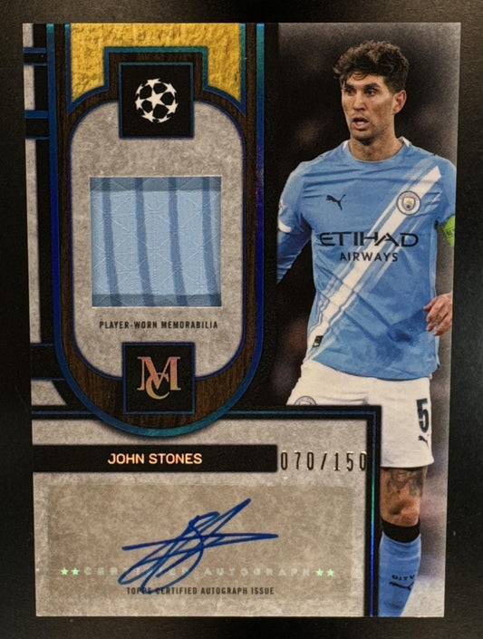 2025 Topps Museum Collection UEFA John Stones #MAR-JS Auto Relics Sapphire /150