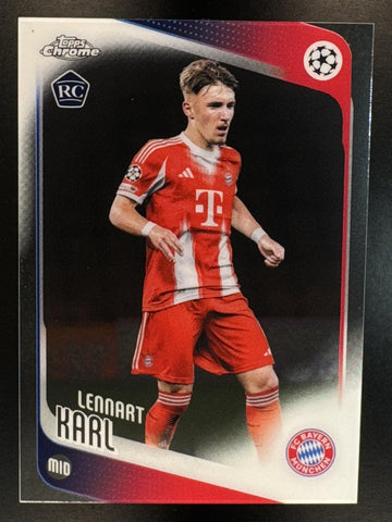2025-26 Topps Chrome UEFA Club Competitions Lennart Karl #187 RC Bayern Munchen