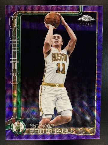 2025 Topps Chrome Update Payton Pritchard #121 Purple Wave Refractor /75 Celtics