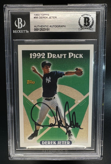 1993 Topps Derek Jeter #98 RC Draft Pick Yankees Beckett Authentic Autograph