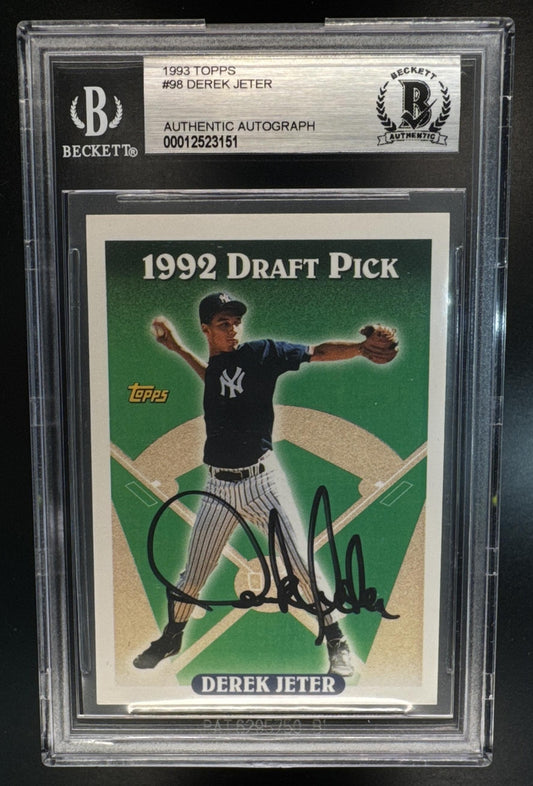 1993 Topps Derek Jeter #98 RC Draft Pick Yankees Beckett Authentic Autograph