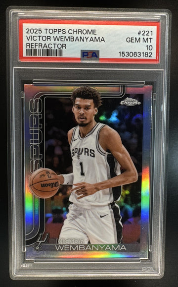 2025-26 Topps Chrome Victor Wembanyama #221 Refractor Spurs PSA 10