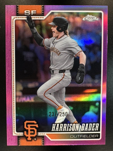 2026 Topps Chrome Harrison Bader #219 Pink Refractor 231/250 Giants