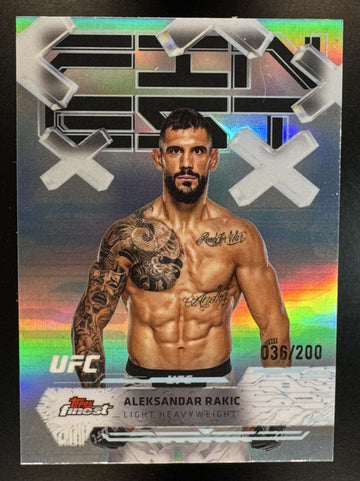 2025 Topps UFC Finest Aleksandar Rakic #62 Blue Refractor /200 Common