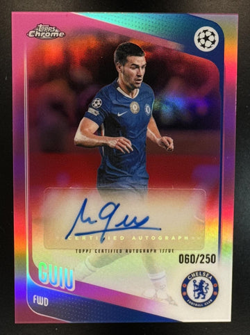 2025 Topps Chrome UEFA Club Competitions Marc Guiu #CA-MG Auto Pink Refractor /250 Chelsea