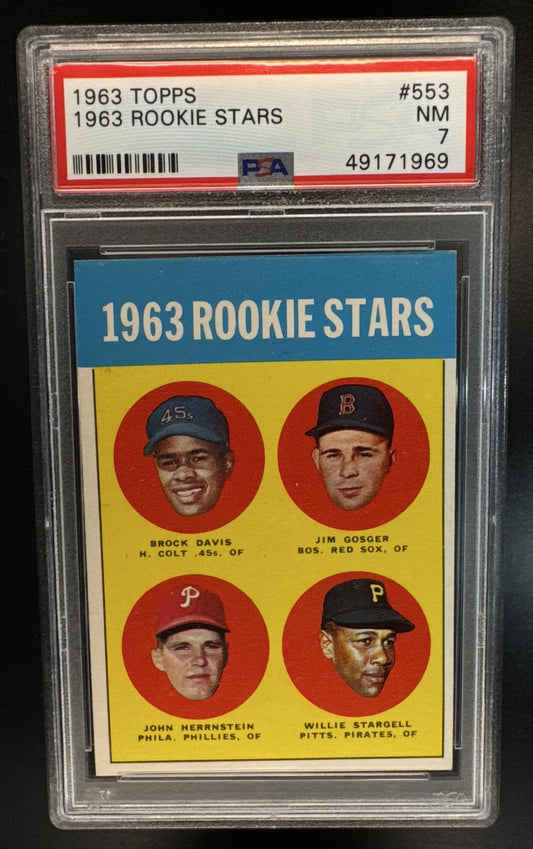 1963 Topps Rookie Stars Davis Gosger Herrnstein Stargell #553 RC PSA 7