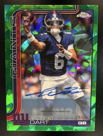 2025 Topps Chrome Sapphire Jaxson Dart #RA-JD Rookie Auto Green Refractor /99 RC