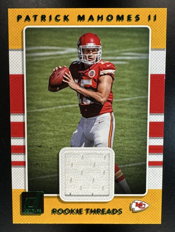 2017 Panini Donruss Patrick Mahomes II #7 Rookie Threads Green MEM RC Chiefs