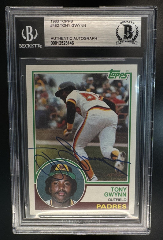1983 Topps Tony Gwynn #482 RC Padres Beckett Authentic Autograph