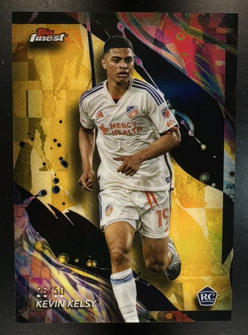 2024 Topps Finest MLS Kevin Kelsy #158 Gold Refractor /50 Uncommon RC FC Cincinnati