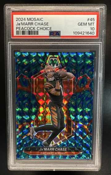2024 Panini Mosaic Ja'Marr Chase #45 Choice Peacock Prizm Bengals PSA 10