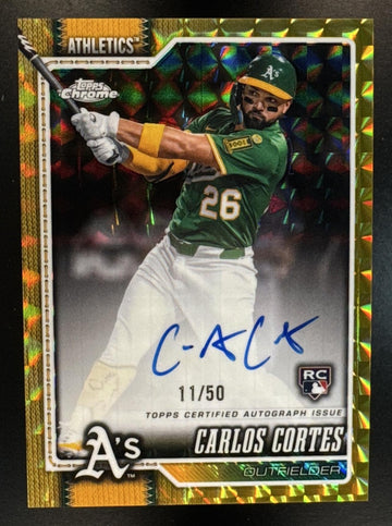 2026 Topps Chrome Carlos Cortes #RA-CCO Rookie Auto Gold Geometric Refractor /50 Athletics
